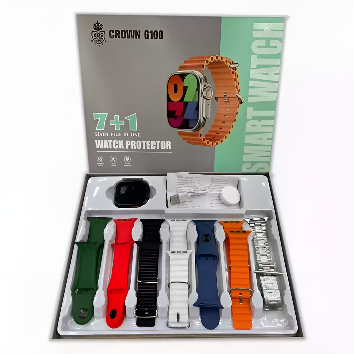 CROWN G100 Smart Watch: Bluetooth Calling, AI Voice, 7 Health Sensors, 100+ Sports Modes