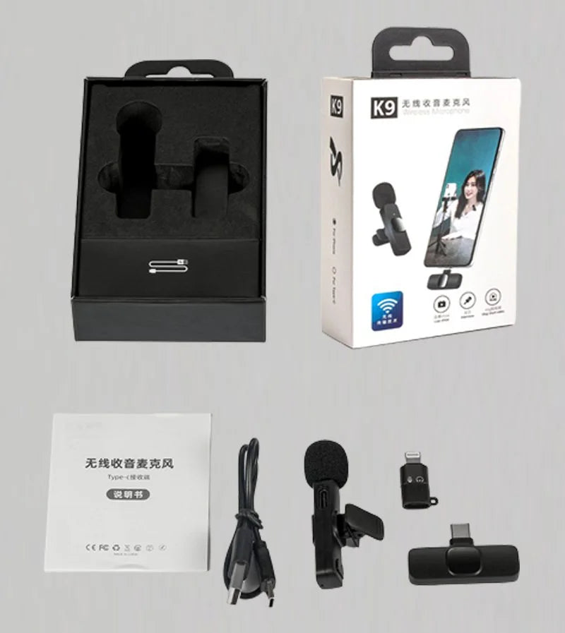 K9 Wireless Collar Mic iPhone/Android & Type C Supported Wireless Microphone