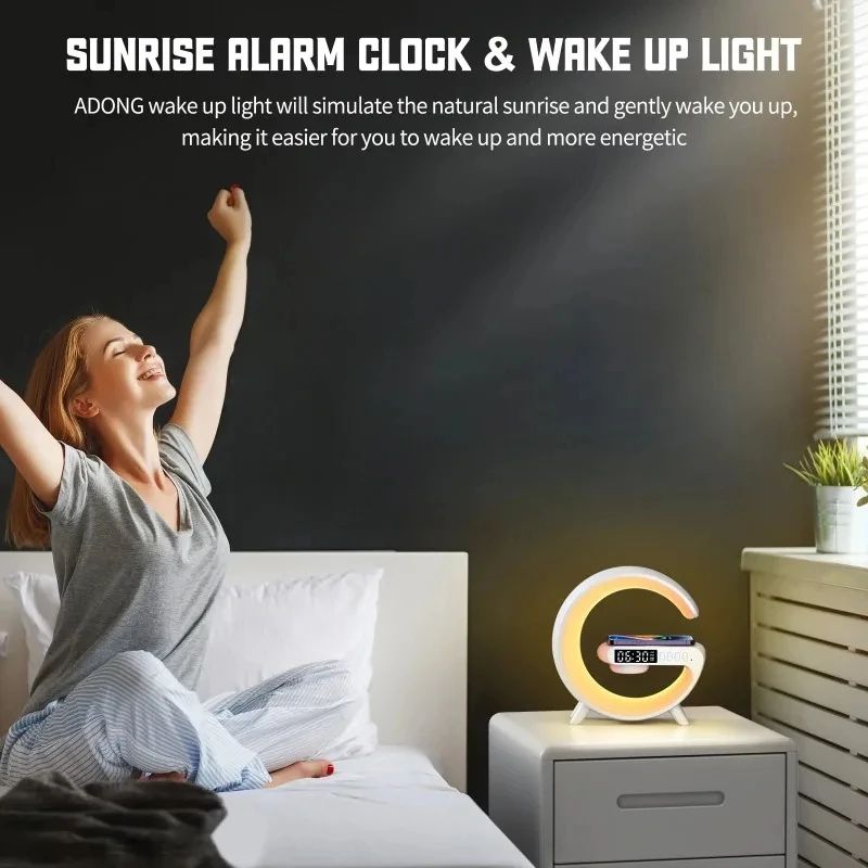 Wireless Charger Lamp Speaker Clock Double Speaker