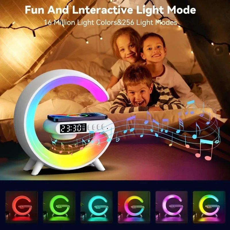 Wireless Charger Lamp Speaker Clock Double Speaker