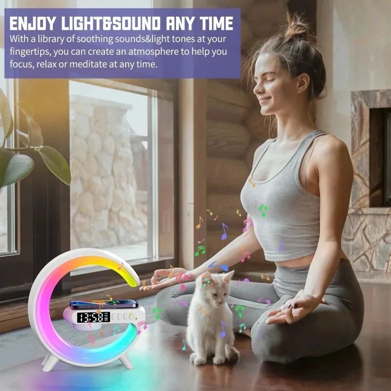 Wireless Charger Lamp Speaker Clock Double Speaker